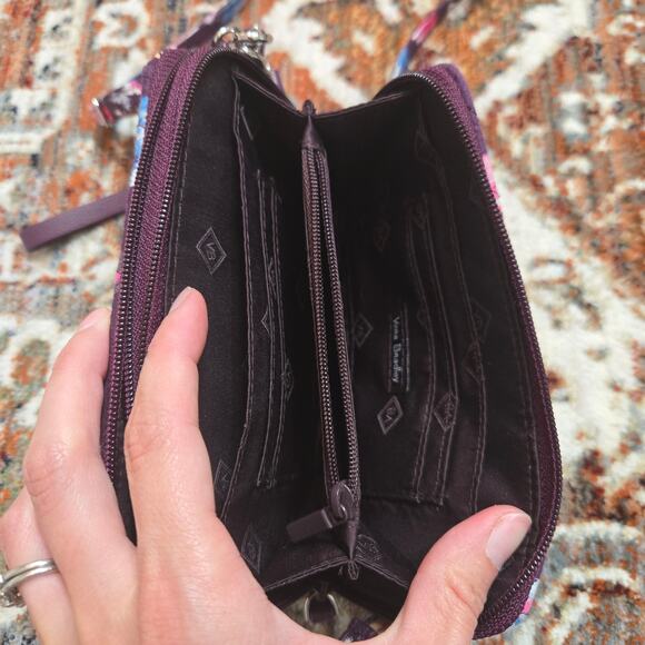 Vera Bradley Indiana Rose All In One Crossbody Adjustable Purple Maroon Floral - Picture 8 of 12